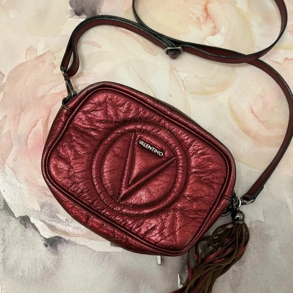 ! Valentino Mia Marsala Metallic Leather Crossbody - Picture 1 of 6